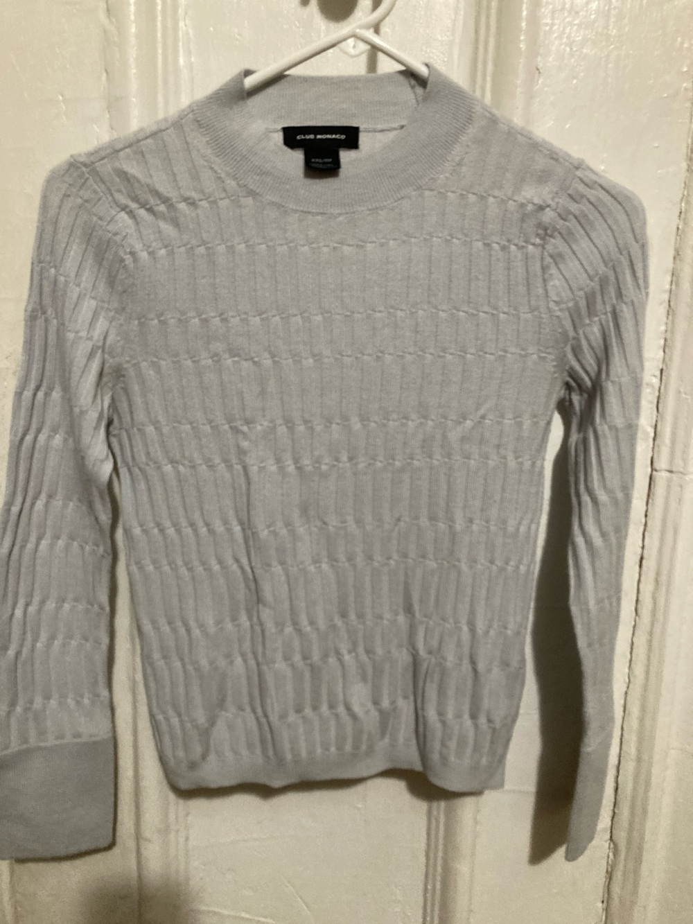 Club Monaco Light Gray Ribbed Cable Crewneck Sweater XXS/TTP